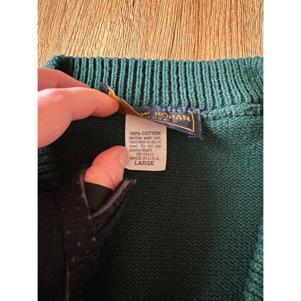 Andrew Rohan Vtg Green V Neck Sweater Size Large - Picture 4 of 7